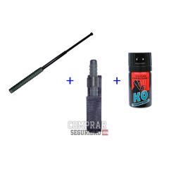Lot extensible defence 53 cm. + extensible case and espray gas cs 40ml.