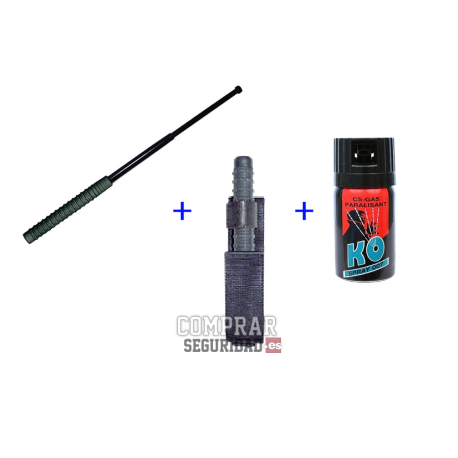 Defensa Extensible 53 cm con Funda Nylon y Espray Gas CS 40 ml