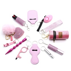 Set de llavero Pimienta Autodefensa 12 piezas Rosa ó Dorado.