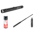 Porra Electroshock 10000 KV + Defensa Extensible + Espray Pimienta 40 ml